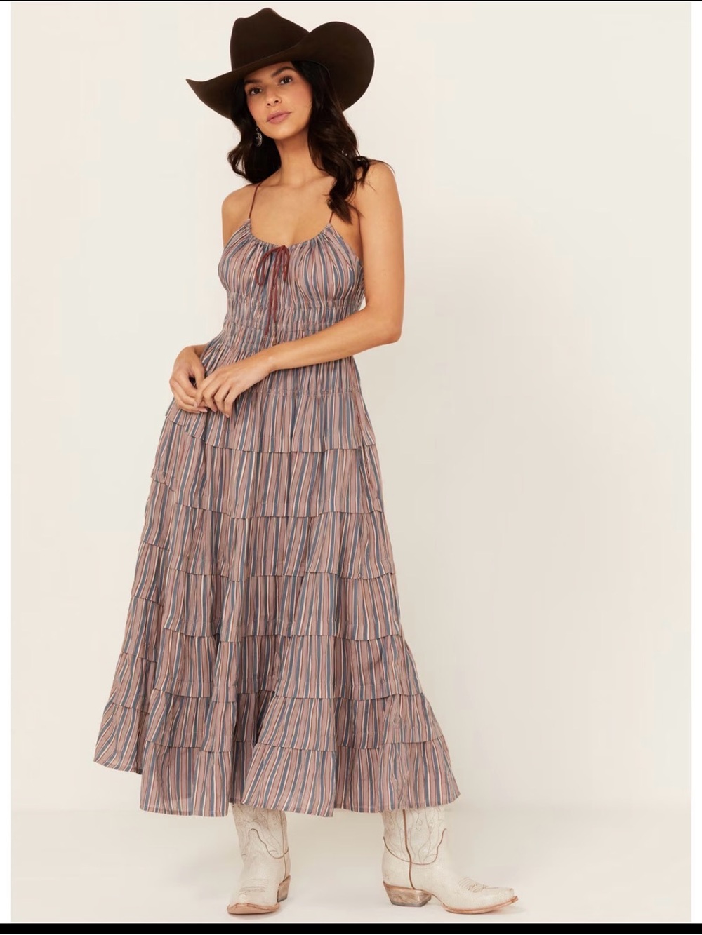 Free People | Tiered Striped Bohemian Maxi Dress